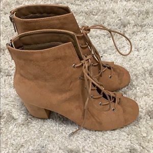 Guess Lace-Up Open Toe Booties